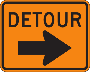 Fun Activities for Kids on Road Trips - Detour sign