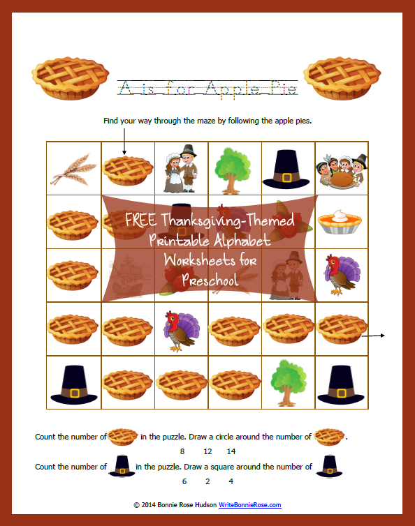 FREE Thanksgiving-Themed Printable Alphabet Worksheets for Preschool