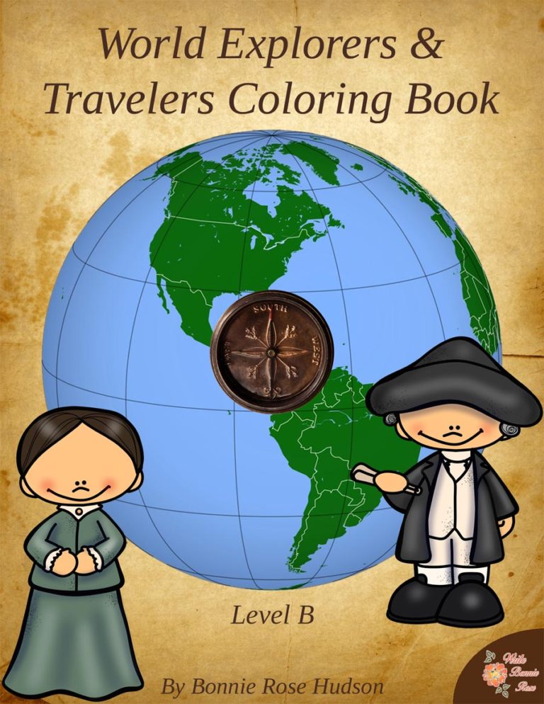 World Explorers and Travelers Coloring Book-Level B