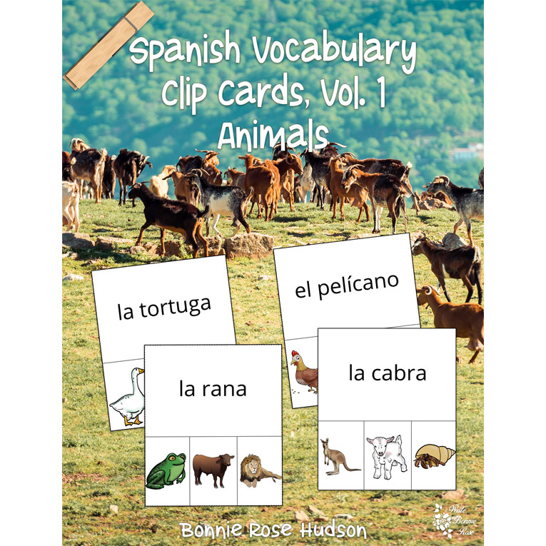 Spanish Vocabulary Clip Cards, Vol. 1: Animals 